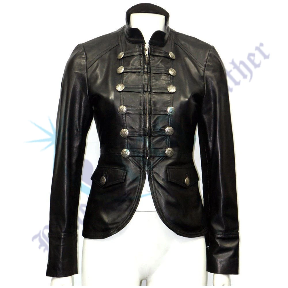 Carli New Ladies Women Black Suede Stripe Casual Super Model Rock Leather Jacket