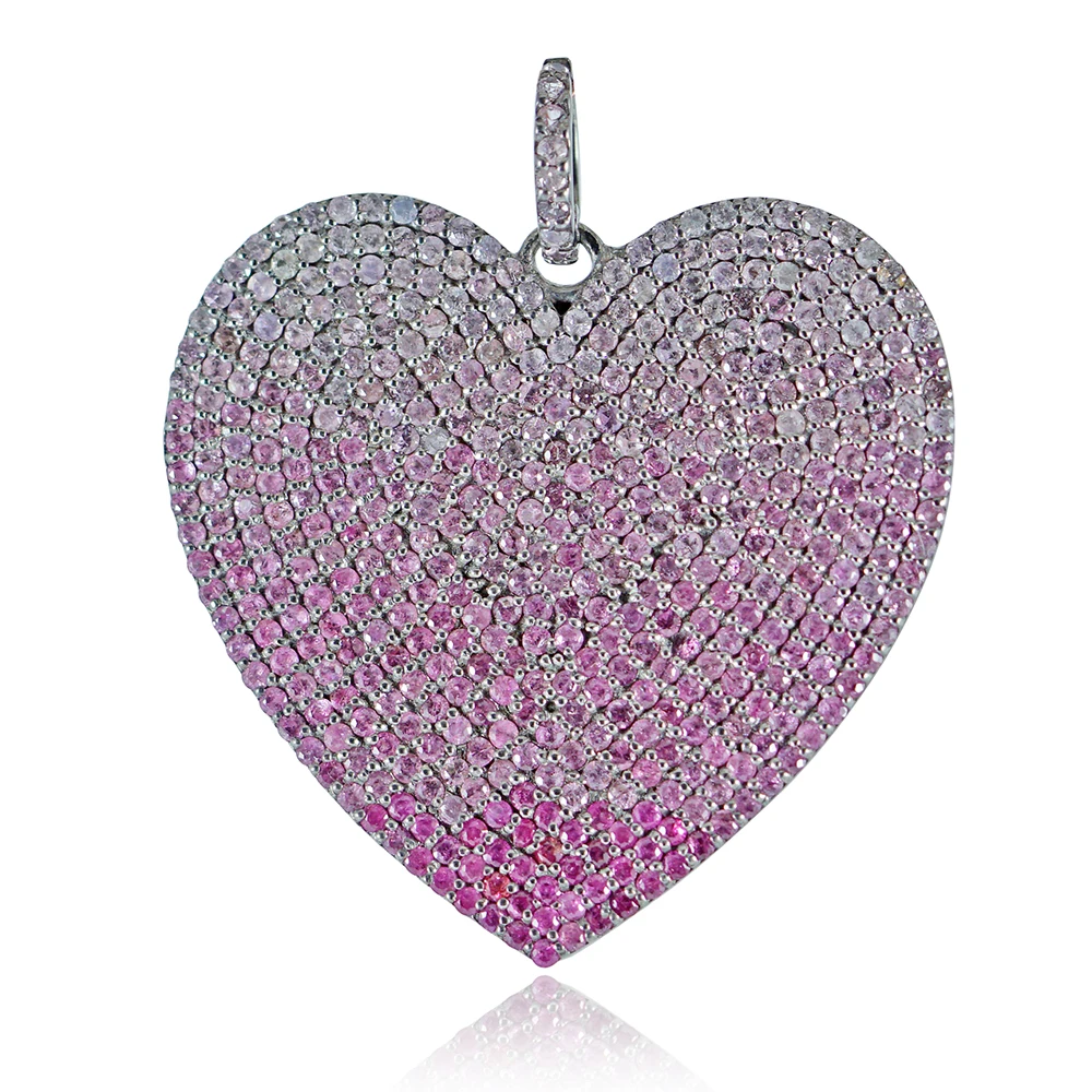 Heart Shaped Pink Sapphire Pendant 925 Silver Gemstone Elegant Jewelry For Ladies