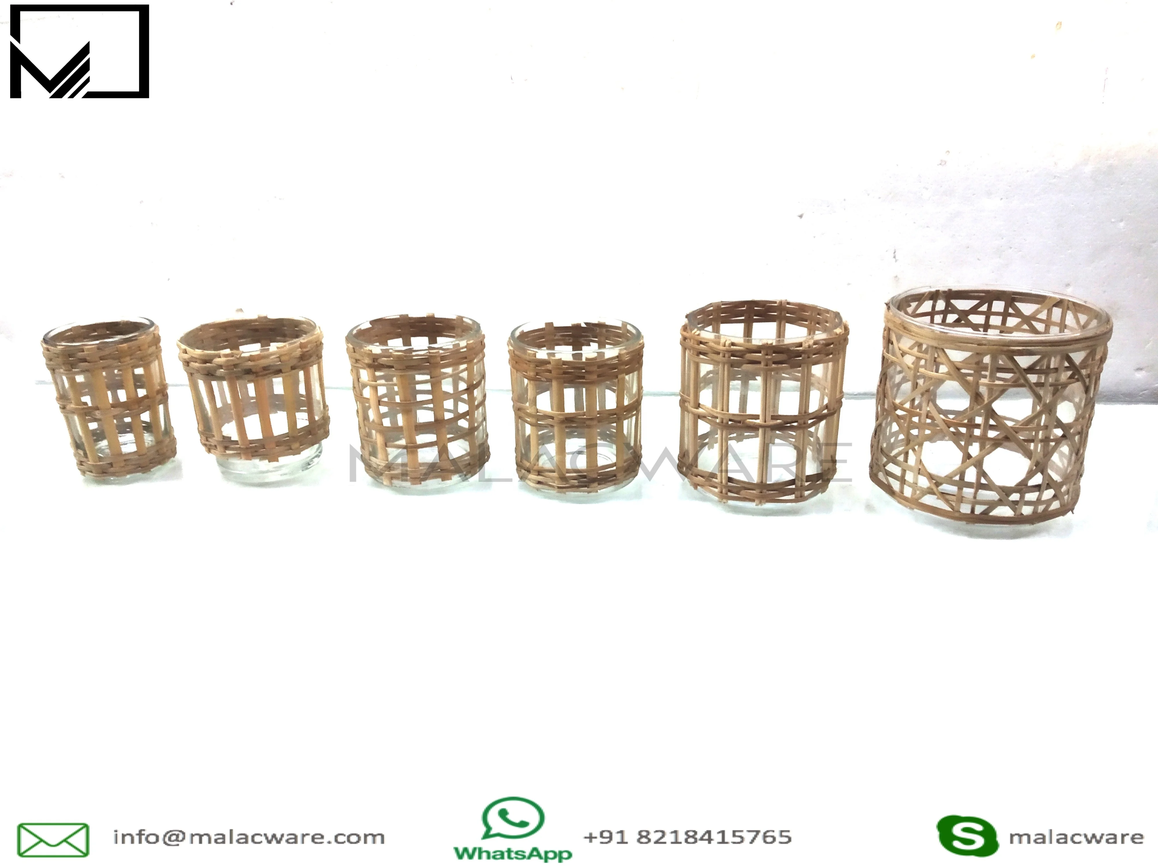 Handmade Use High Quality glass bamboo made hotel  wedding usable decorative logo engraving vase and planter