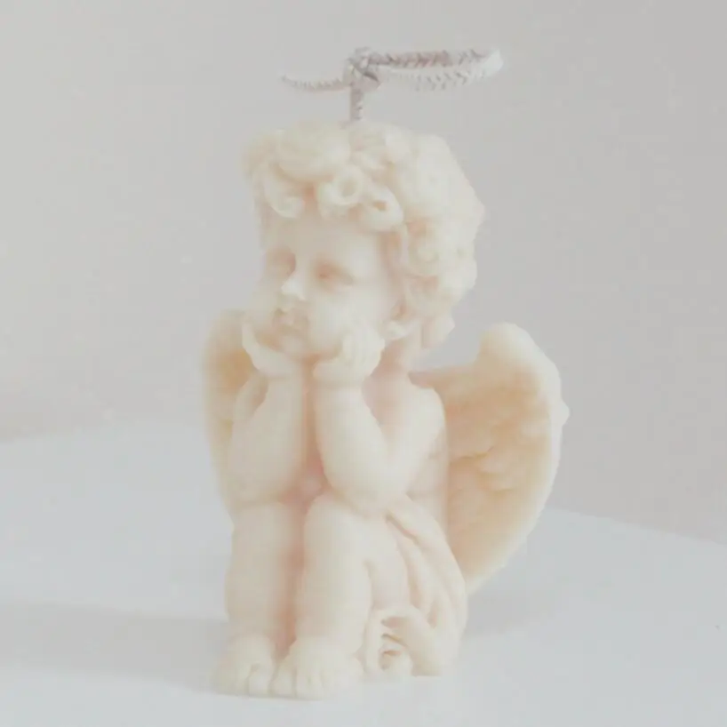 
3D Baby Angel with Wings Silicone Mold 7x5x5cm For Candle Plaster Statue Decorating Soap Polymer Clay, Cement, Concrete Tool 