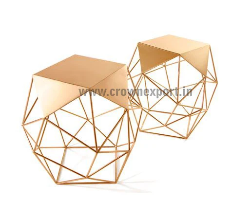 Luxury Home & Living Modern Decor Gold Geometric Side Table Set of 2 End Table Coffee & Accent Table Furniture For Best Interior