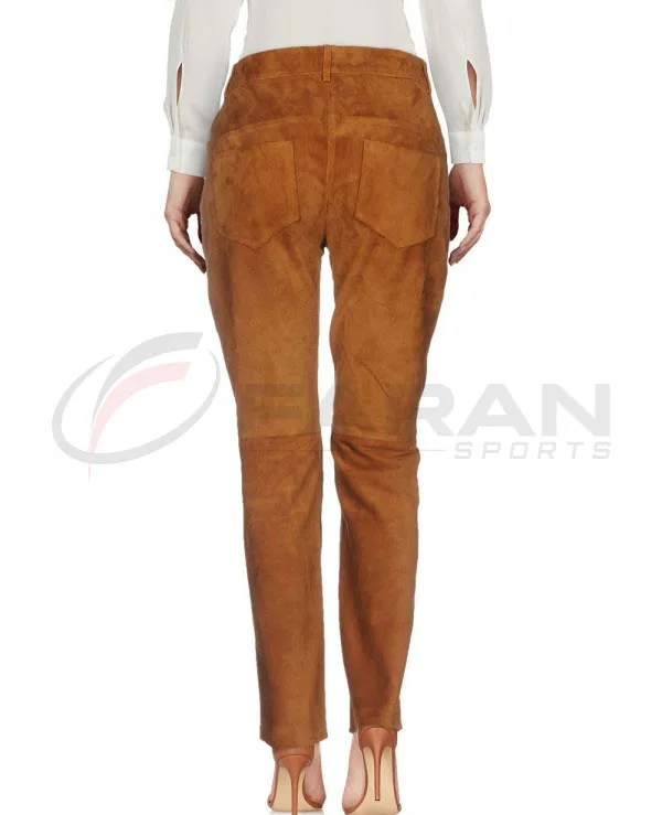 Hot Sale Suede Leather Pants For Women Custom Logo High Quality Made Black Color Genuine Suede Leather Legging Pant For Women