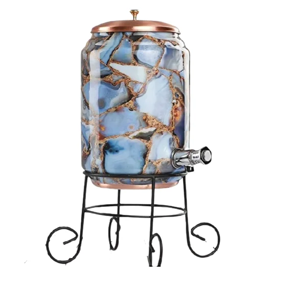 Stone Printed Copper Water Cooler Pot Wholesale Exporter New Design Handmade Copper Water Customized Size And Shape Daily
