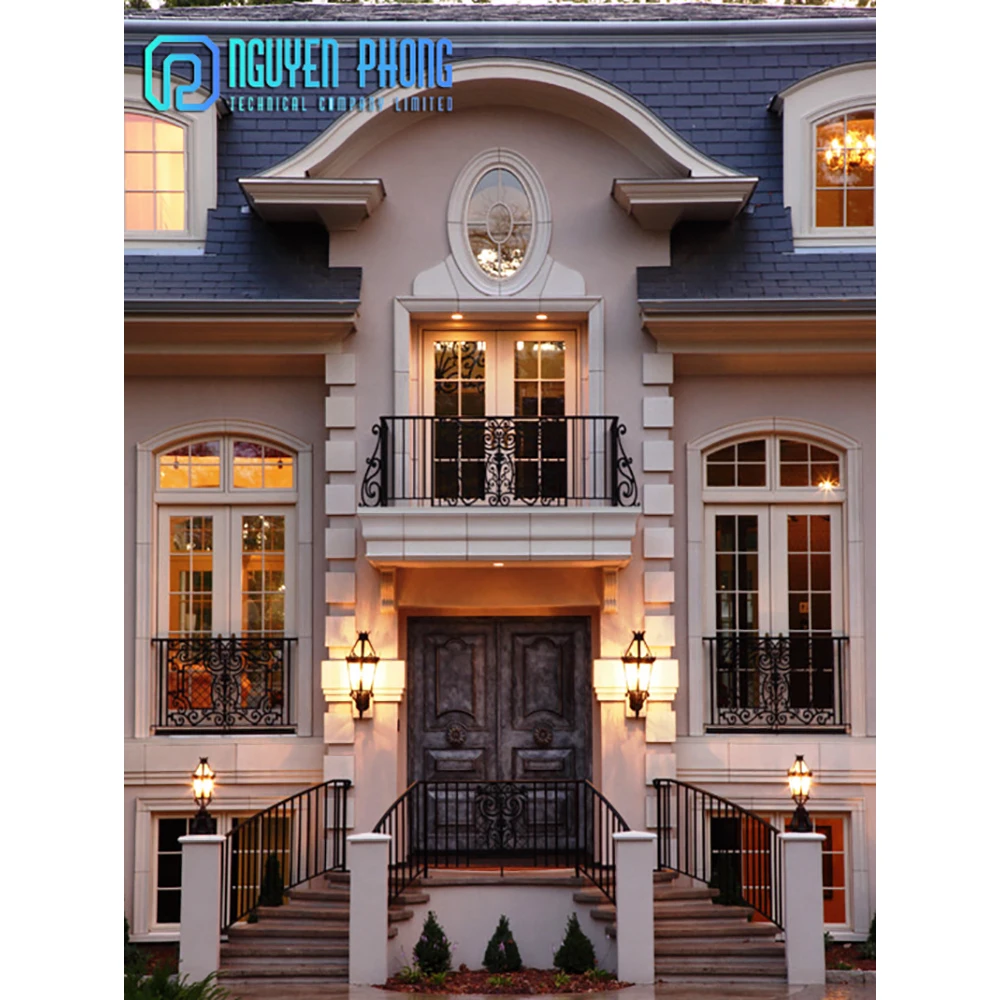 Manufacturer Factory In Stock Exterior Wrought Iron Double Entrance Front Doors Prices