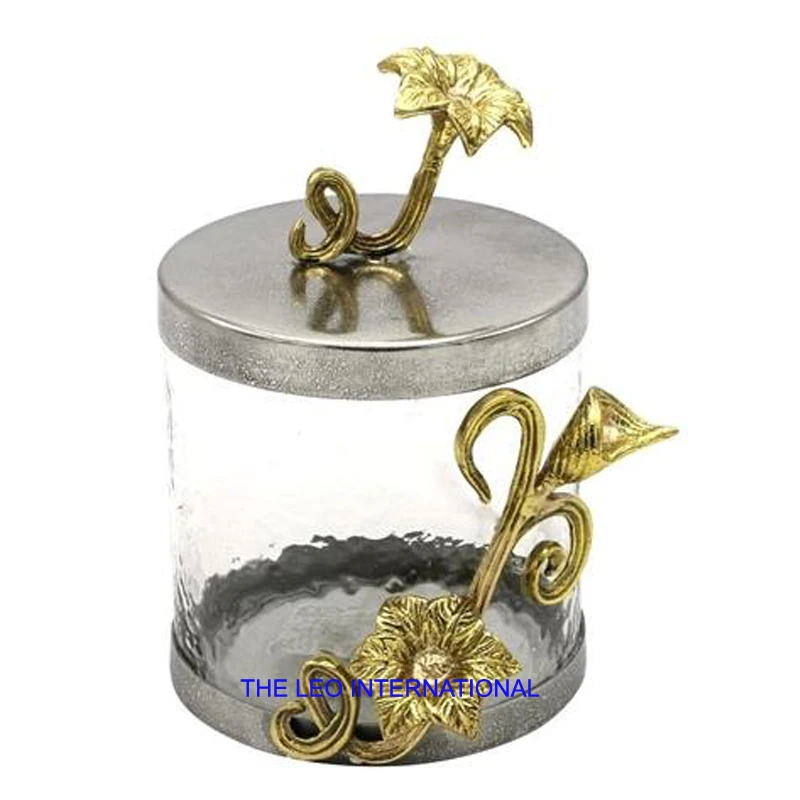 luxury Brand new glass gold plated canister sets for kitchen