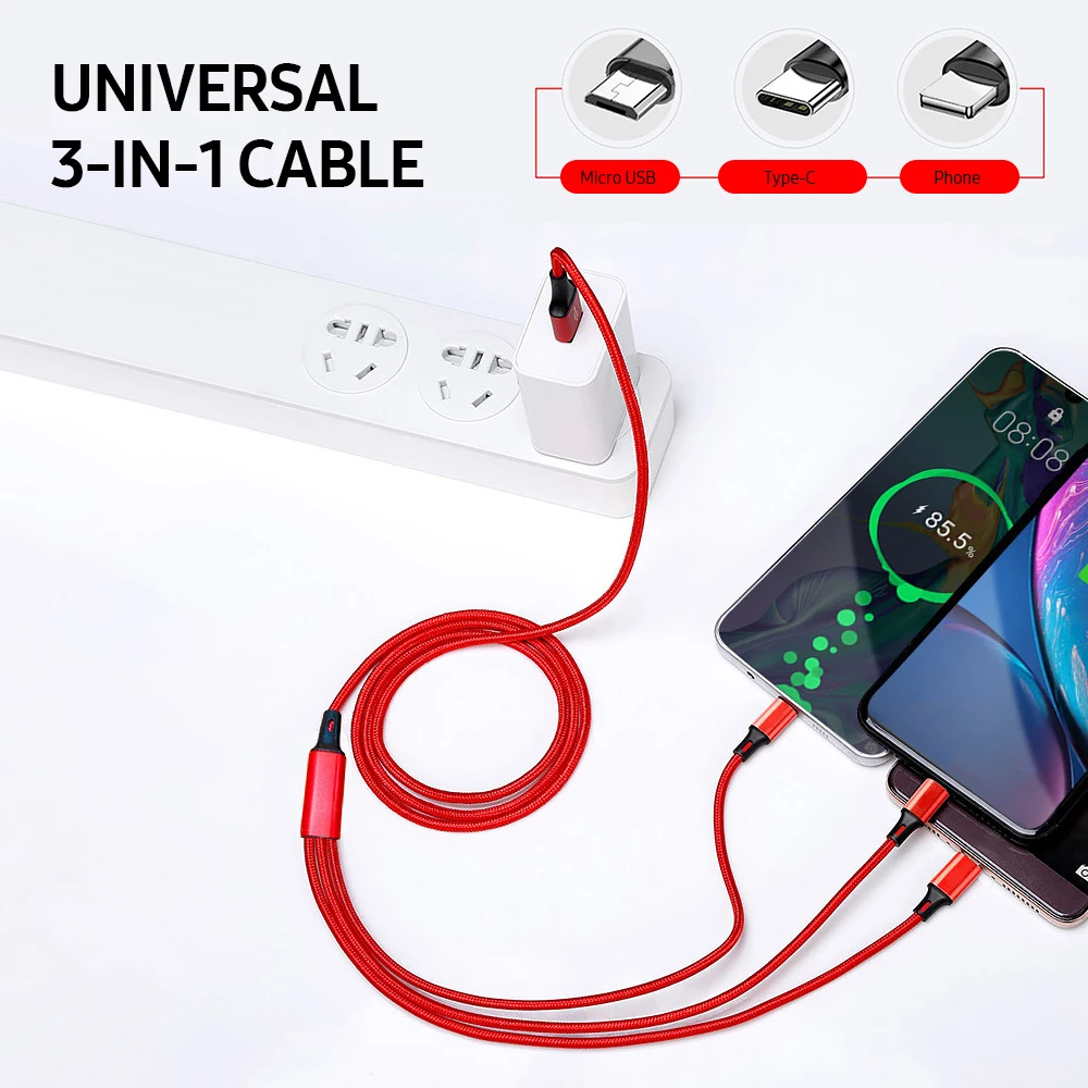 3 в 1 универсальный кабель с портами Type-C/Micro USB а