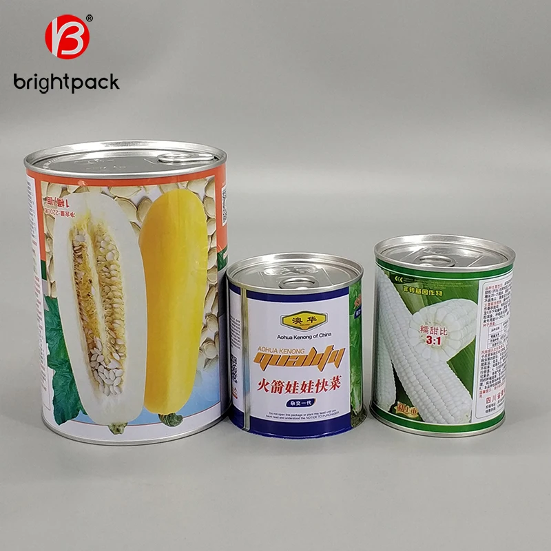 vegetable seed tin box with easy open end, wholesale food grade Empty Tin Can for food packaging