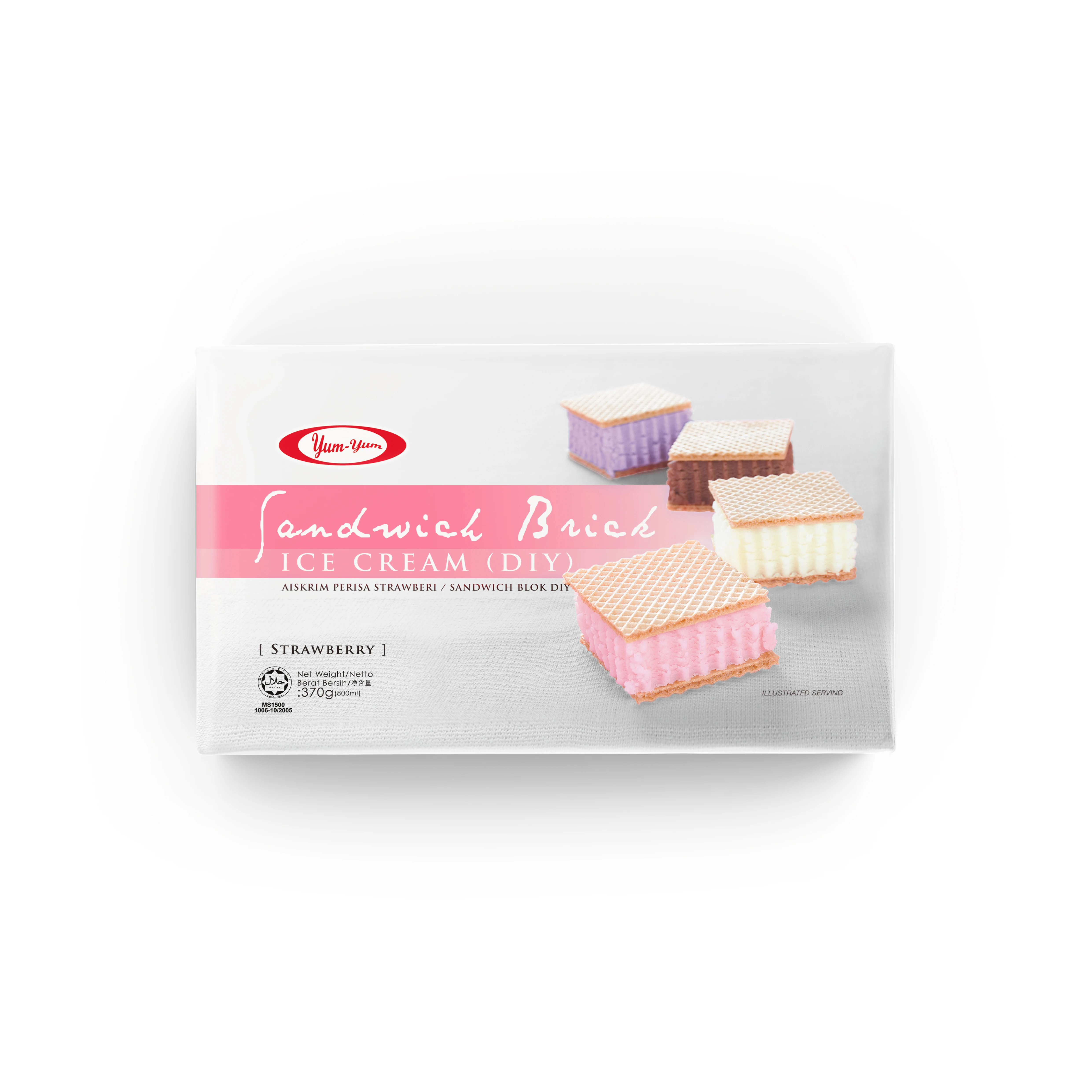 
Halal Certification Custom Strawberry Ice Cream Sandwich Brick DIY 800ml 