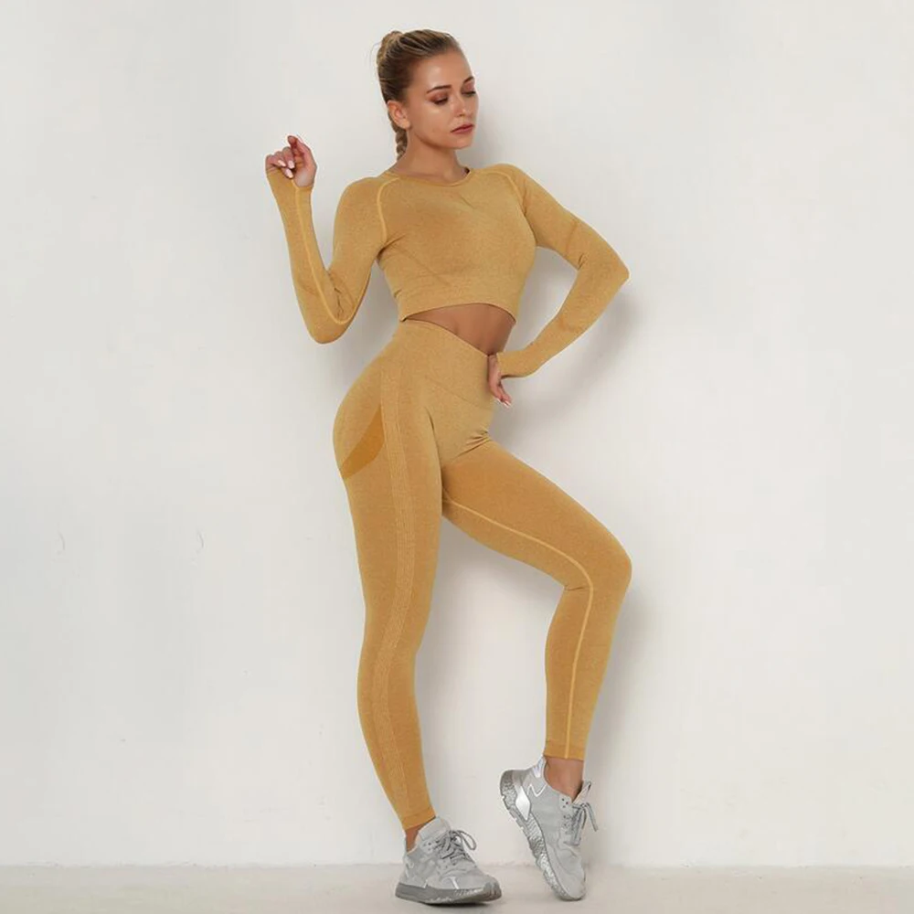 Стильные женские спортивные комплекты одежды для бега с высокой талией фитнеса и тренировок женщин