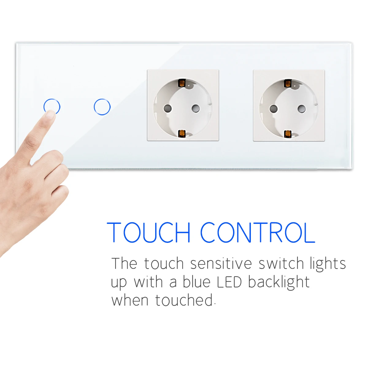 Bingoelec тройной стеклянный экран Сенсорная панель 228 мм умный Wi-Fi настенный сенсорный выключатель и двойная розетка умный дом