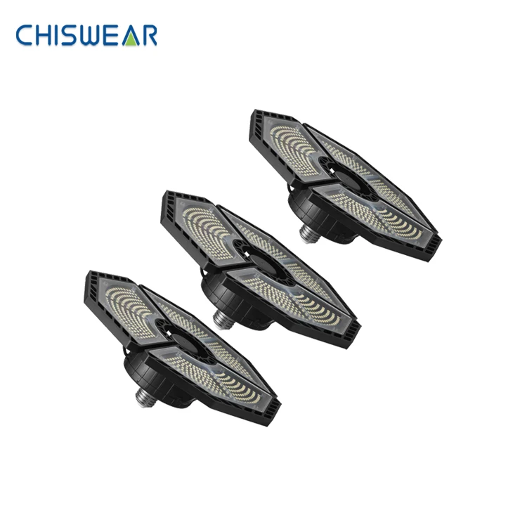 Garage Light with 3 Ajustable Panels and E26 Base,6500K Garage Ceiling Lights for Garage Barn Workshop Warehouse