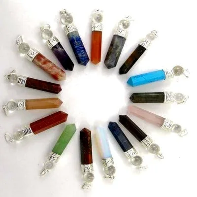 wholesale Gemston1e Hexagonal Point Chakra Healing Stone Reiki Pendants chakra healing pendants for sale