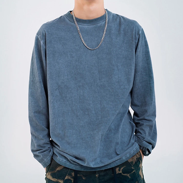 
Custom Vintage Long Sleeve Blank Tshirt Faded T Shirt Longsleeve Washed T-shirt 