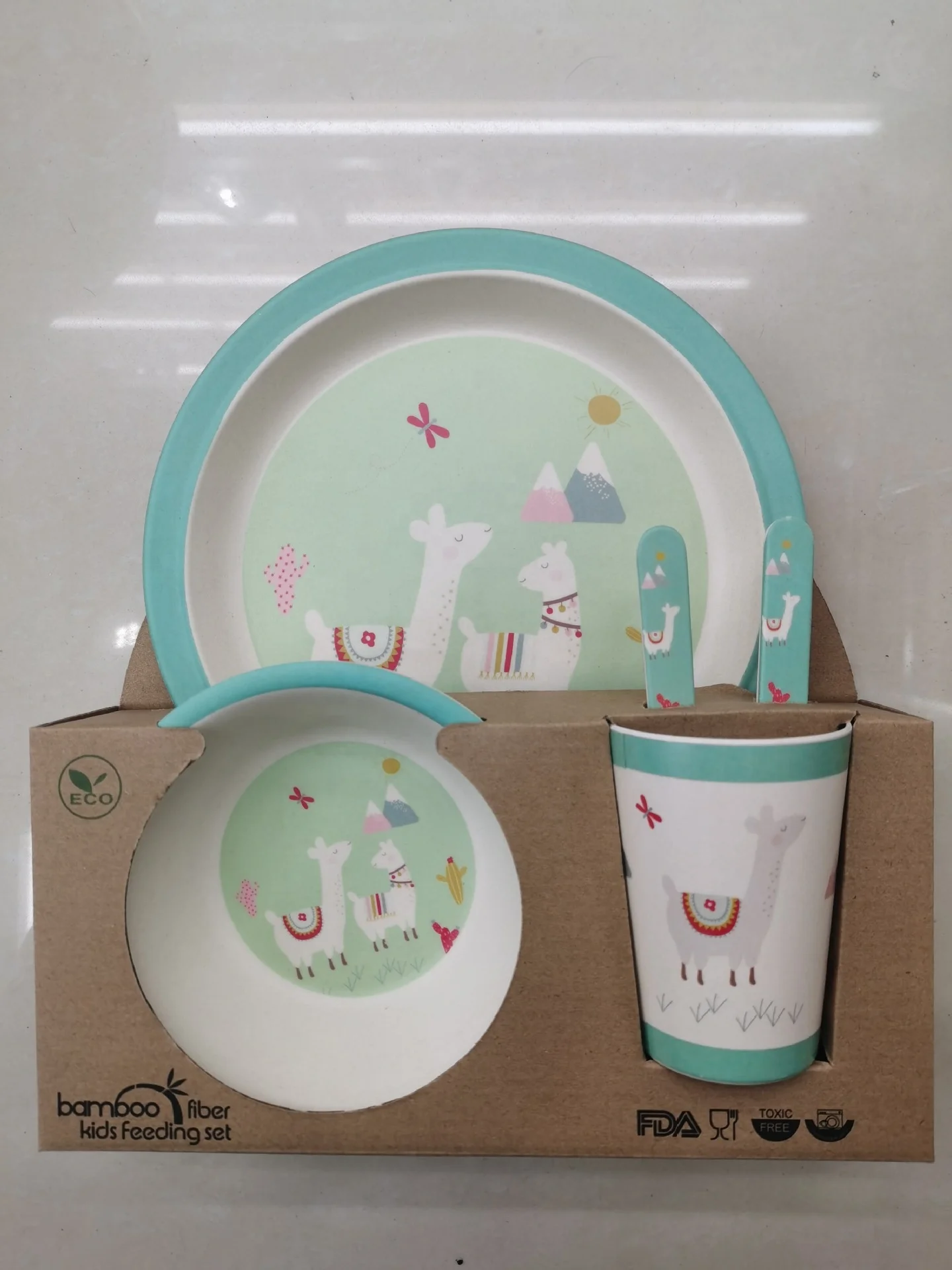 Eco friendly safe high quality kids bamboo fibre plates and bowl sets Kids Tableware set