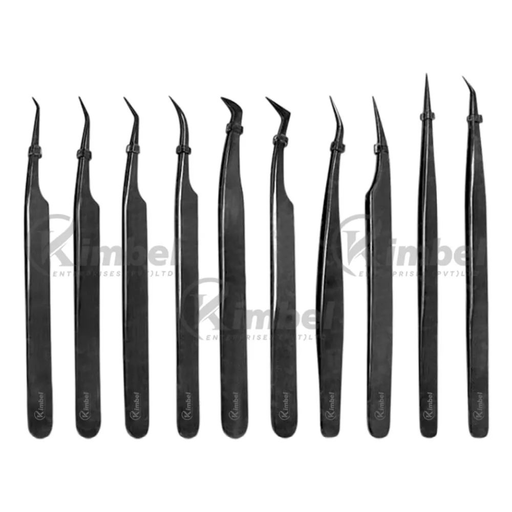 Пинцет для наращивания ресниц Diamond Grip плазменный синий цвет японский из нержавеющей стали