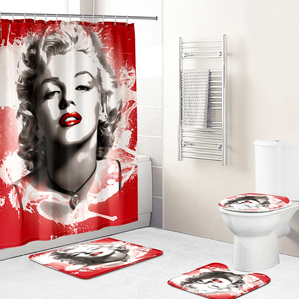 
Custom printed movie stars famous singers Shower Curtains with Matching Rug Set 