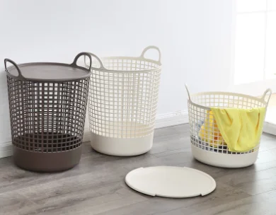 Factory Direct Sale Perforated Plastic Laundry Basket Dirty Clothes Organizer Plastic Tall Storage Laundry Basket with Lid