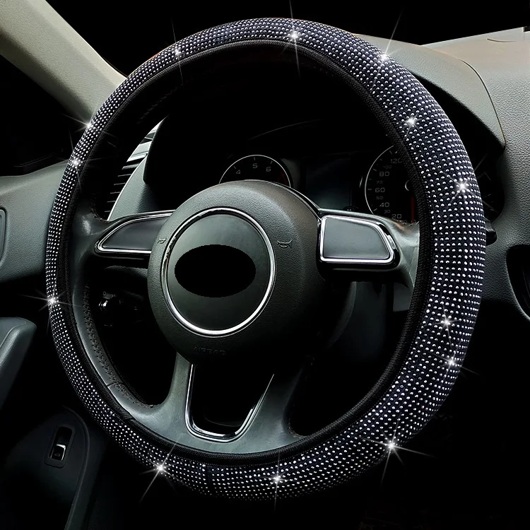 Color Diamond Anti-Slip Steering Wheel Protector Car Interior Accessories 38cm Car Steering Wheel Cover