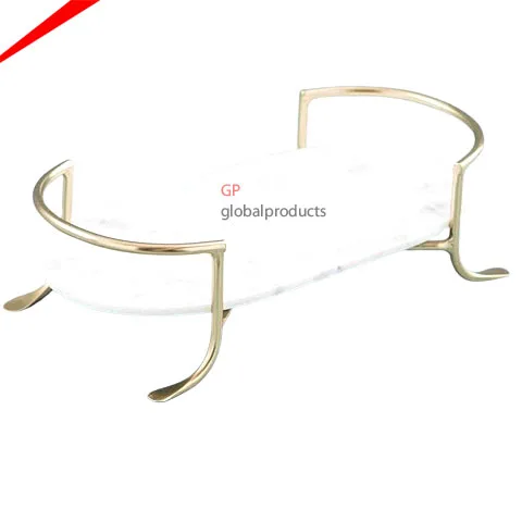 unique attractive design white marble serving tray with decorative brass handles kitchenware serving tray