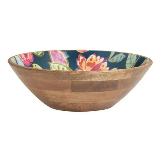 Food Safe Wooden Enamel Salad Serving Bowl Manufacturer of Premium Wooden Salad Serving Bowl