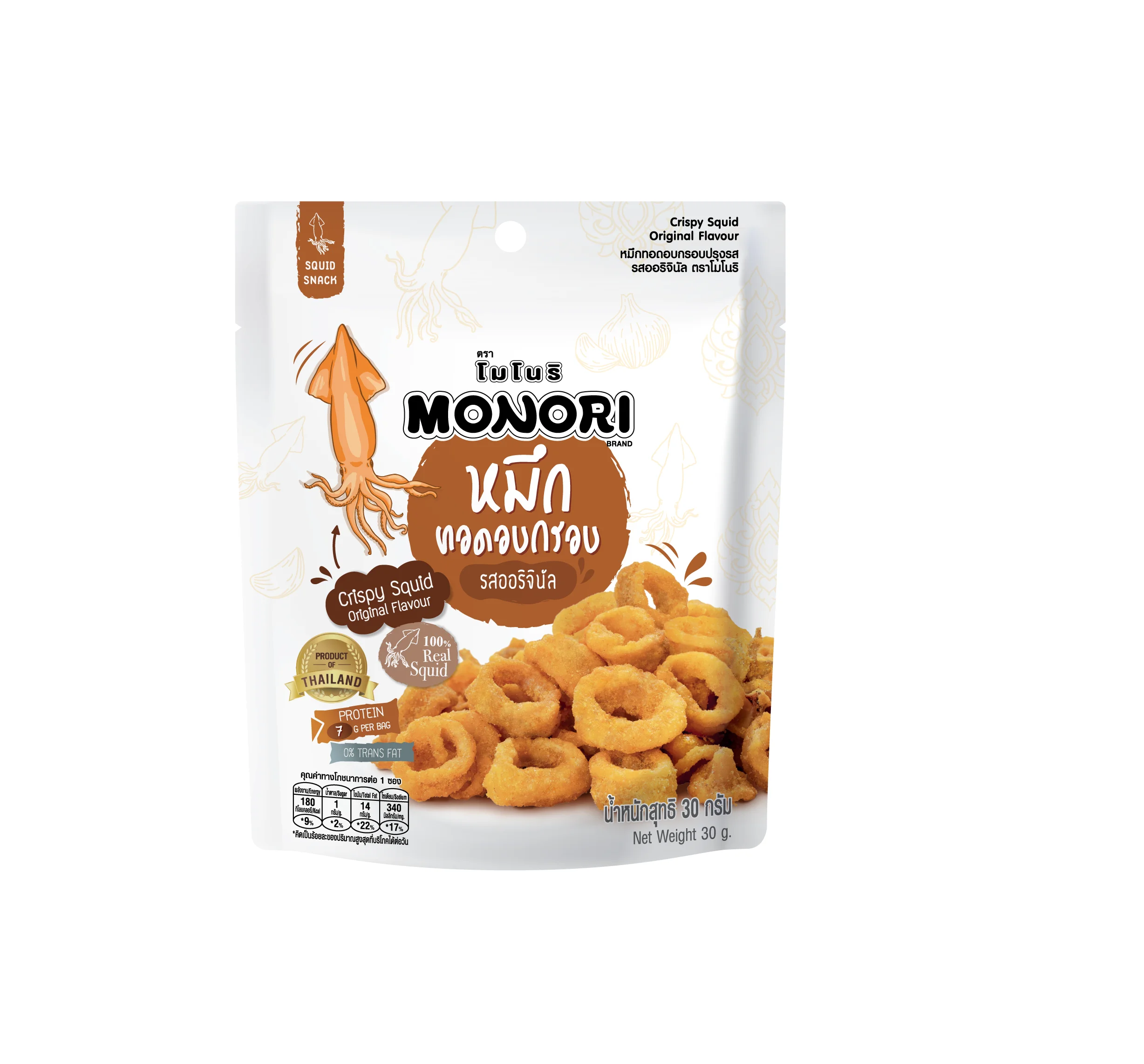Crispy Squid Snack Original Flavor 30g MONORI Brand Made in THailand