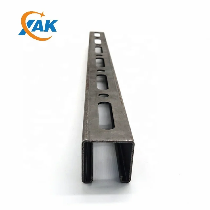 Chinese wholesaler 41*41 Black slotted carbon steel ribbed OEM hole size strut c channel galvanized supported (1700006220132)