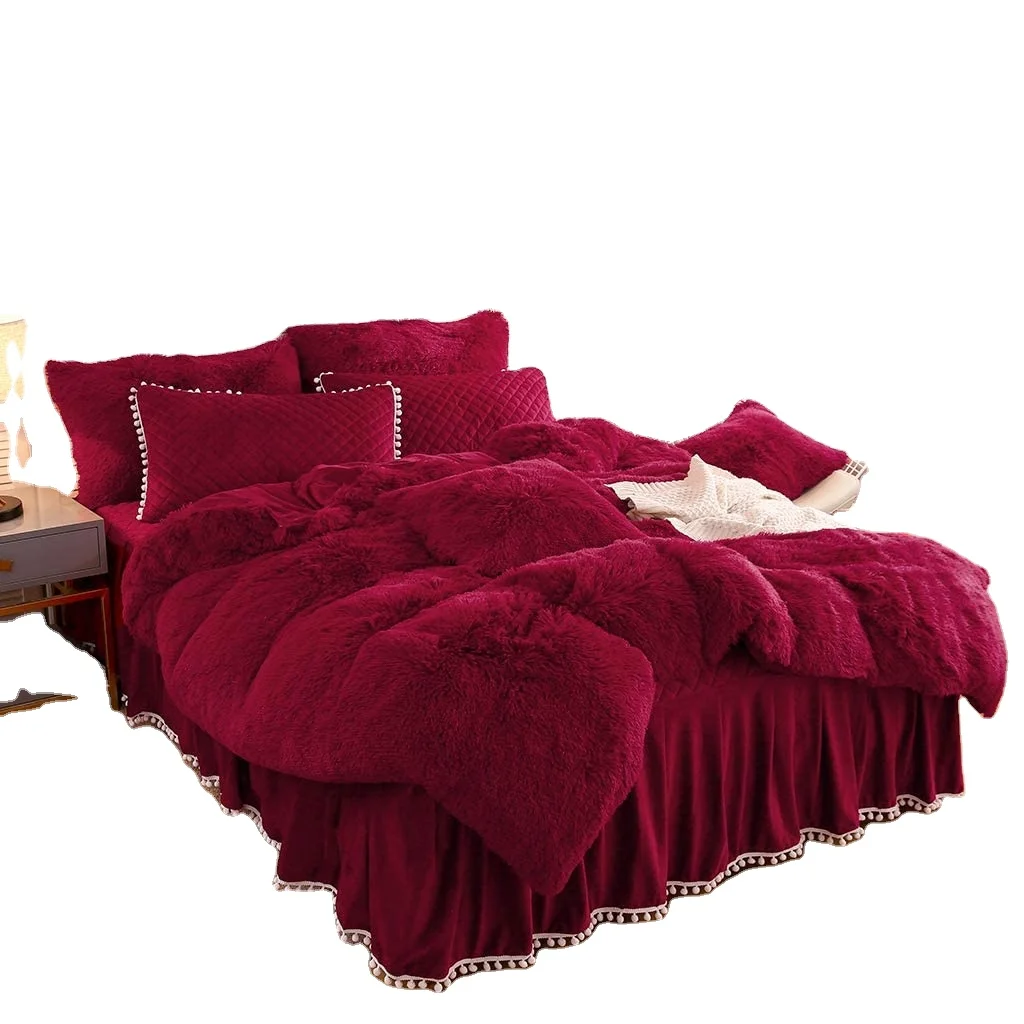 Plush Shaggy Duvet Cover Luxury Ultra Soft Velvet Bedding Set 1PC(1 Faux Fur Duvet Cover),Zipper Closure