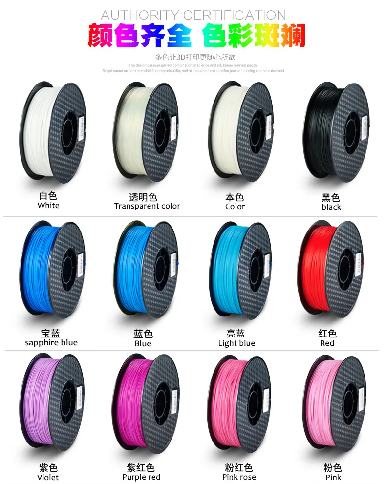China Manufacturer 3D Printer Filament PLA/ABS/TPUFlexible 1.75mm/3mm 1kg Plastic Rod