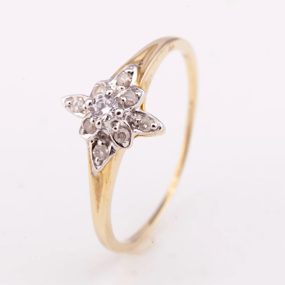 classic flower diamond ring silver 925 14K gold plated factory price high quality  from Thailand Manufacturer