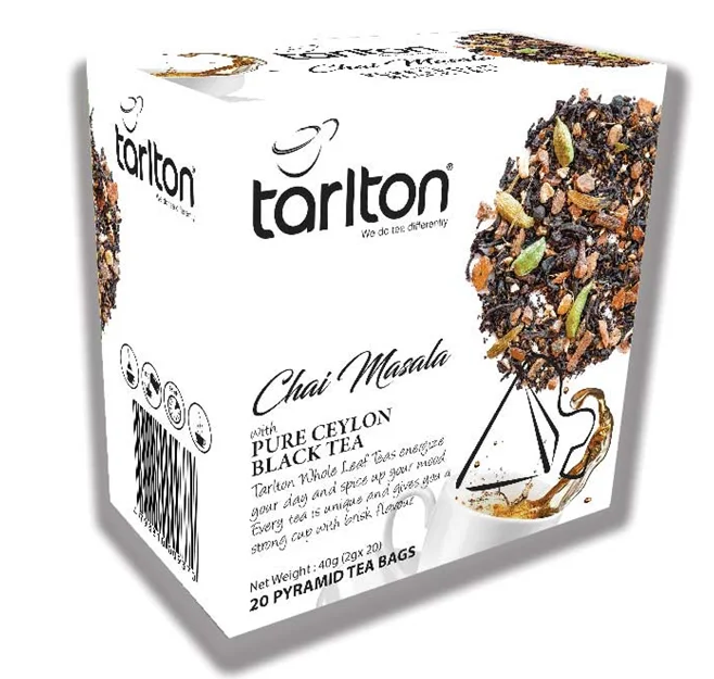 
Pure Ceylon Black Tea in Pyramid Tea Bags // Tarlton Chai Masala // Biodegradable Pyramid Bags & Private Label Available 
