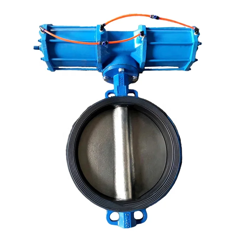 AW Pneumatic Actuator Spring Return Double Acting Pneumatic Wafer Type PTFE Butterfly Valve