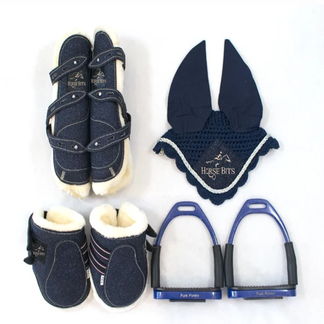 Horse Boots, Bonnet, and Stirrups Set /Stirrups/ Horse Boots