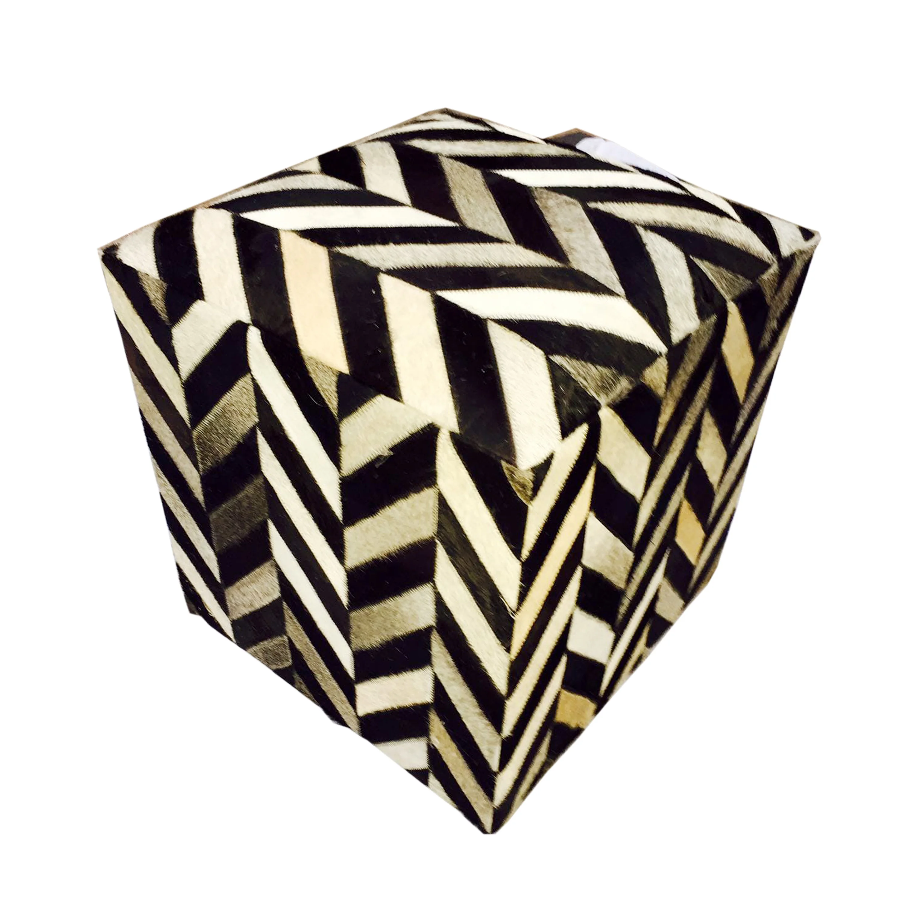 strip and square design pouf stool  patchwork leather pouf wholesale strip design pouf stool