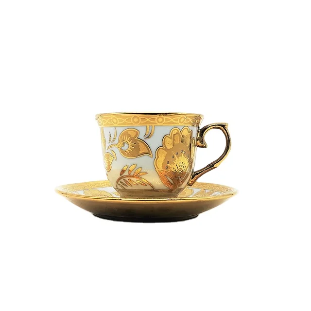 
90cc ceramic tea set golden porcelain cup and saucer 