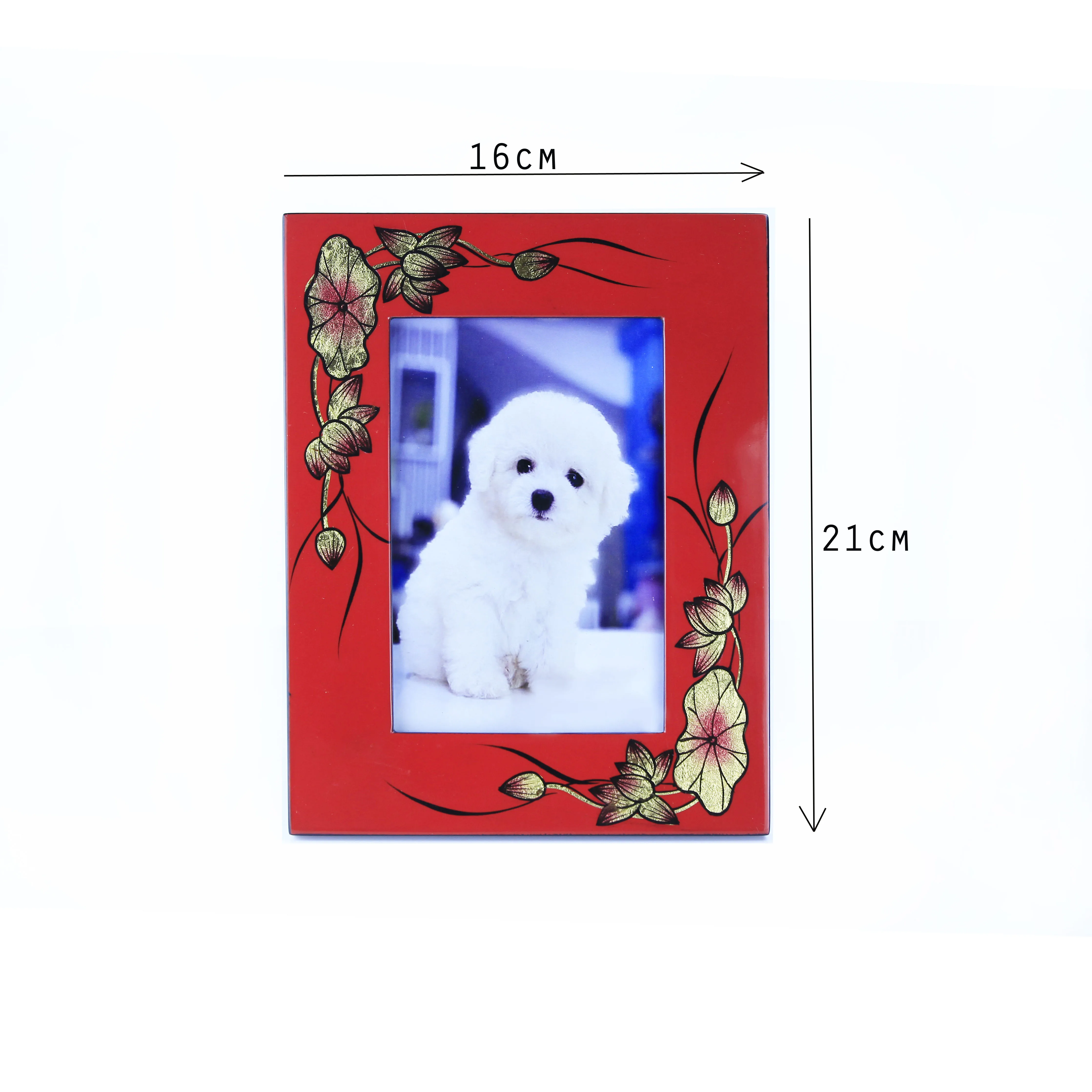 Оптовая продажа, разноцветная небьющаяся Современная дизайнерская Экологически чистая деревянная фоторамка с золотыми листьями и лаком