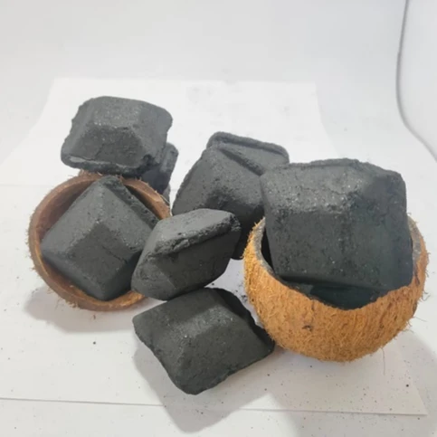 
Indian Manufacturer Low Cost Manufacturers of Pillow Shape Black Coconut Shell Charcoal Briquettes for bbq Barbecue 