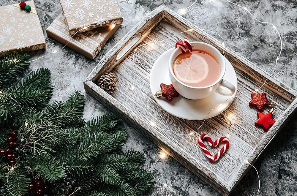 Made of High Quality Mango Wood White Distressed Food Drinks Serving Tray Rectangle Shape Customized Mango Wood Serving Tray