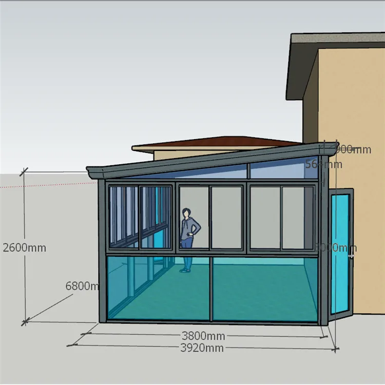 New High Profile Automatically Sunroom Slant Tempered Glass Sunroom Outdoor Glass Room For Garden House Sunroom Glass Door
