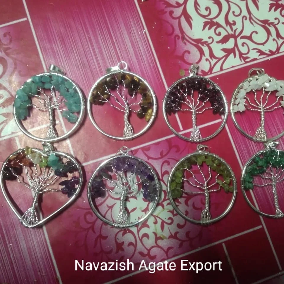Mix Gemstone Tree Of Life  Wire Wrapped Pendant Best Quality Pendant Wholesale Crystals Pendants Buy From Navazish Agate Export