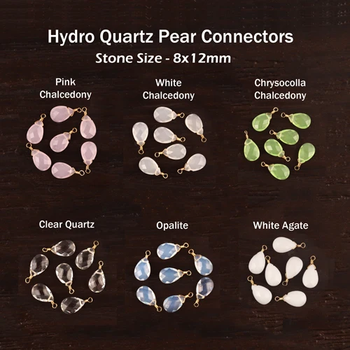 8x12mm Pear Shape Checker Cut Gray Chalcedony Single Bail Diy Pendant Connector Gold/silver Plated Wire Wrapped Supply