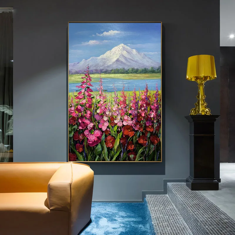 
Hot sale colorful abstract flower canvas oil painting wall decor art 