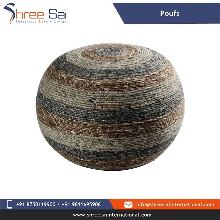 2023 Top Selling Unique Design Hand Made Wool Poufs with Polystyrene Balls Filling