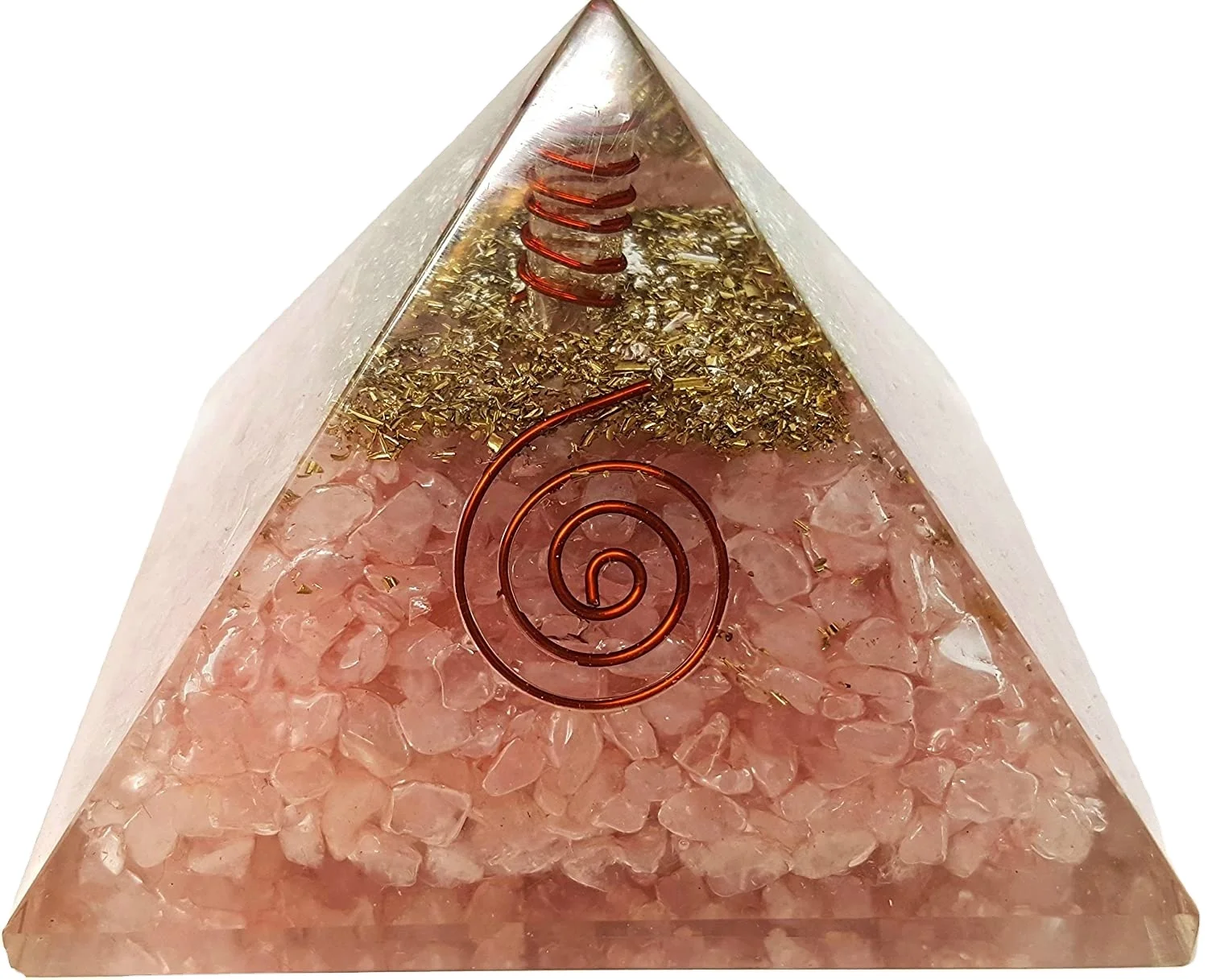 Rose Quartz Crystal Orgone Reiki Pyramid Kit/Includes 4 Crystal Quartz Energy Points