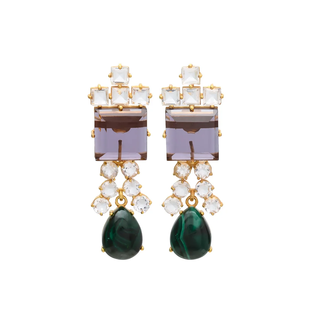 Crystal Quartz & Iolite & Amazonite Fashionable Beautiful Earrings