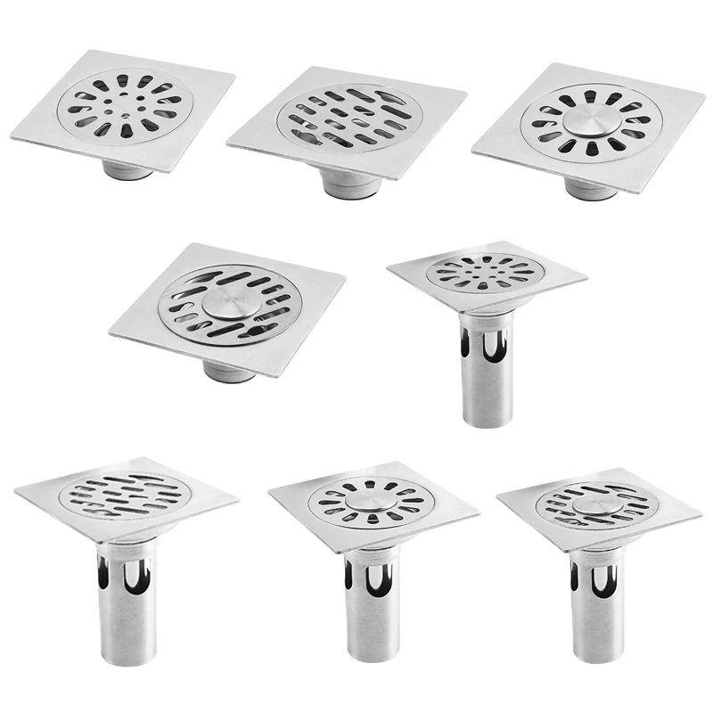 
Hot sale square stainless steel floor drain anti-odor for shower room can connect washing machine 