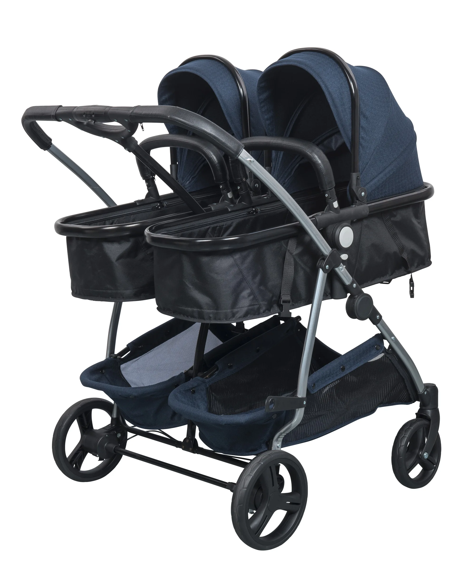 infant care durable twins 3 in 1 comfort trolley one hand folding lightweight large basket and one step brake baby twin stroller