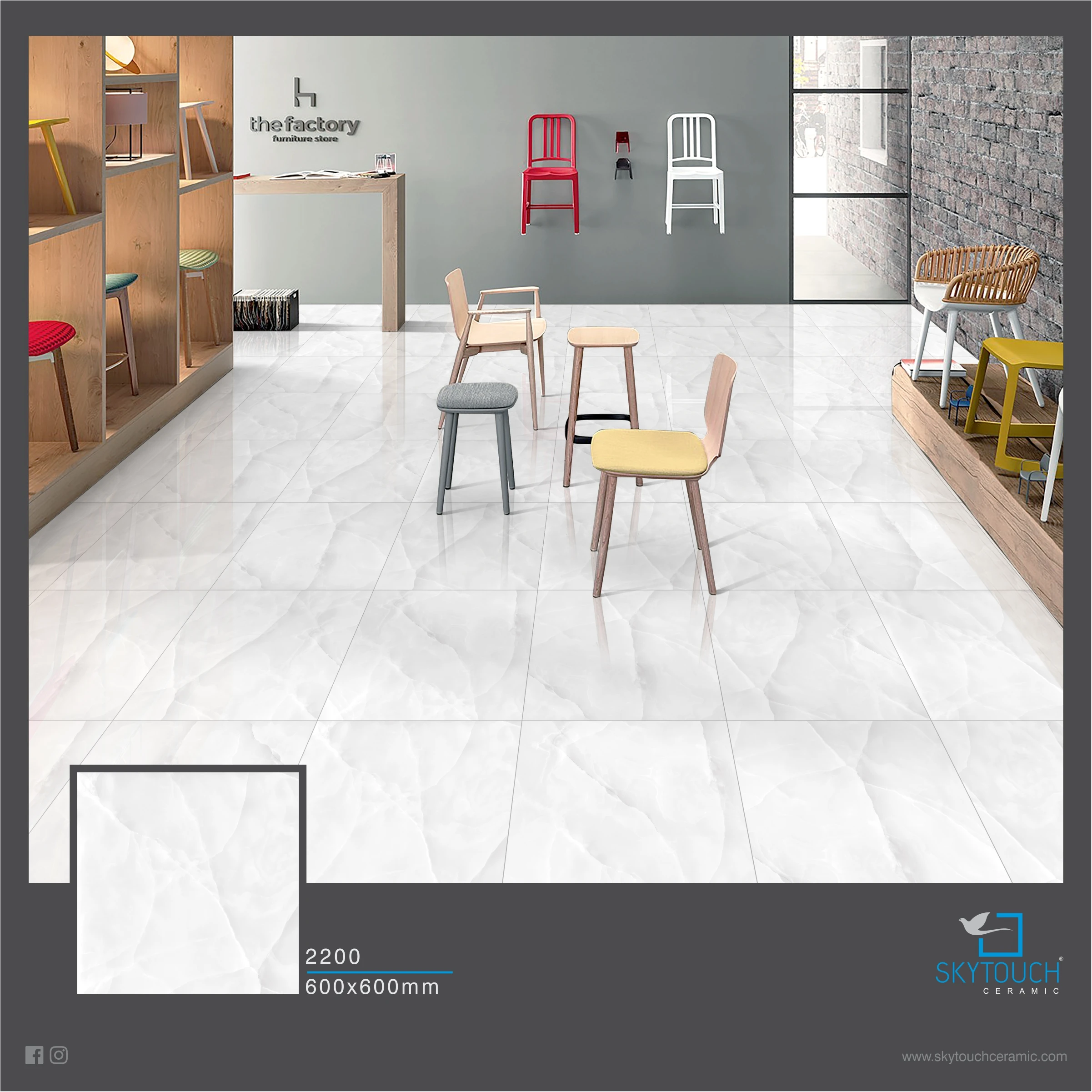 600mm*600mm 8.2mm Impressive Look Onyx Black Marble Look White Digital Glazed Porcelain Floor Tiles Durable acid resistant