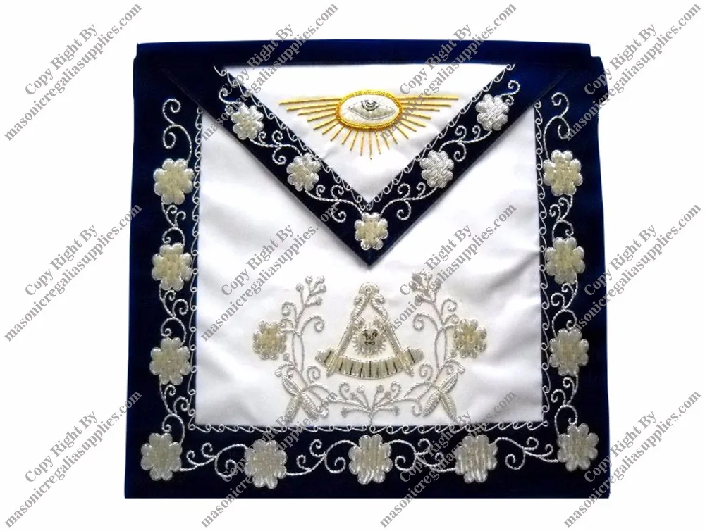 High Quality Masonic Item Masonic Regalia Leather Lodge Blue Embroidered Apron with Logo for Freemason