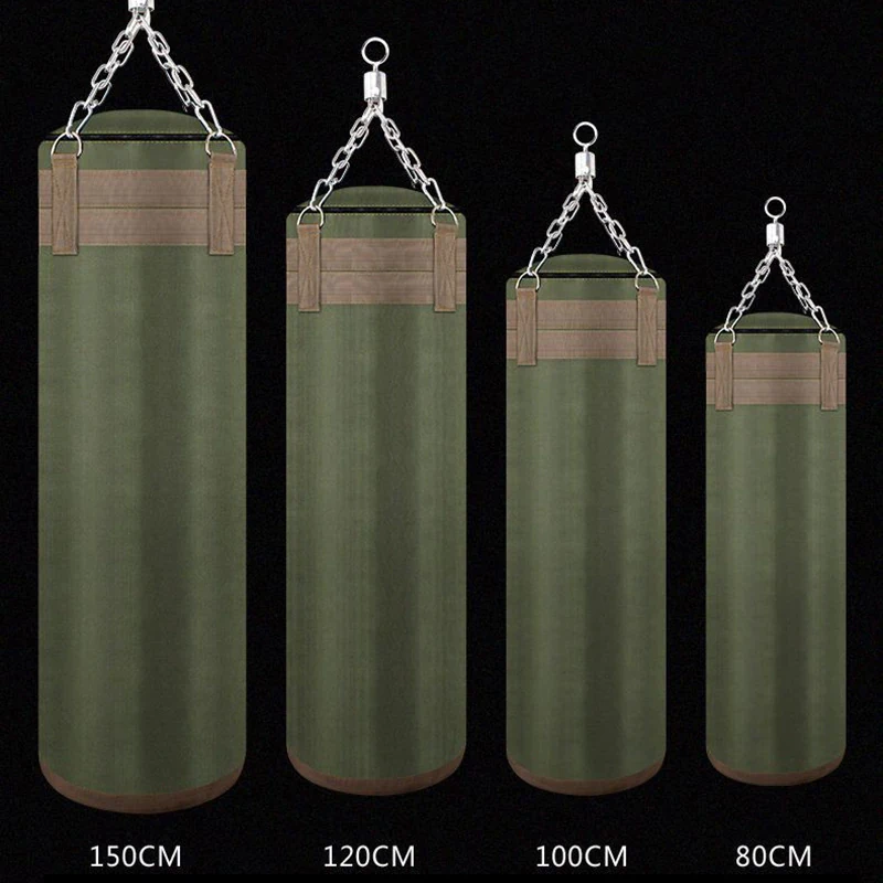 80/100/120cm High Quality Thickened Leather Sandbag Suede Hook Hanging Punching Bag Kicking Muay Thai Train Boxing Sand Bags