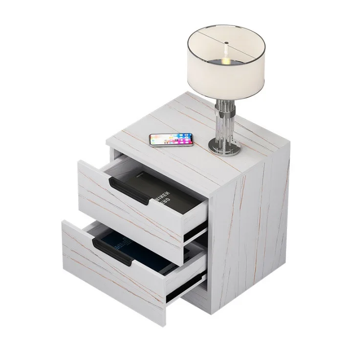 400x500xH400mm Modern Empty White Beside Table Bedroom Rectangular Cabinet with Drawer Storage in Wooden